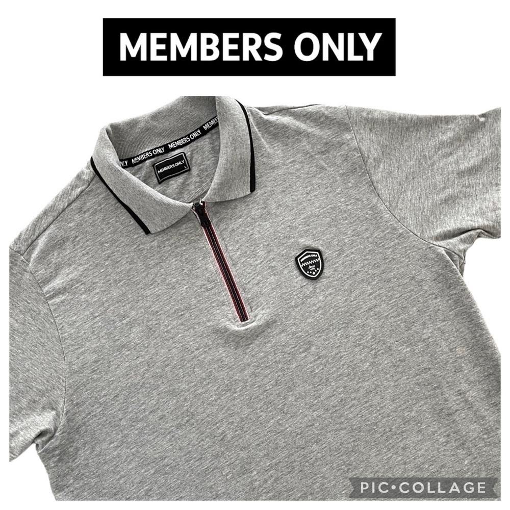 Members Only men 1/4 zip gray polo shirt size M